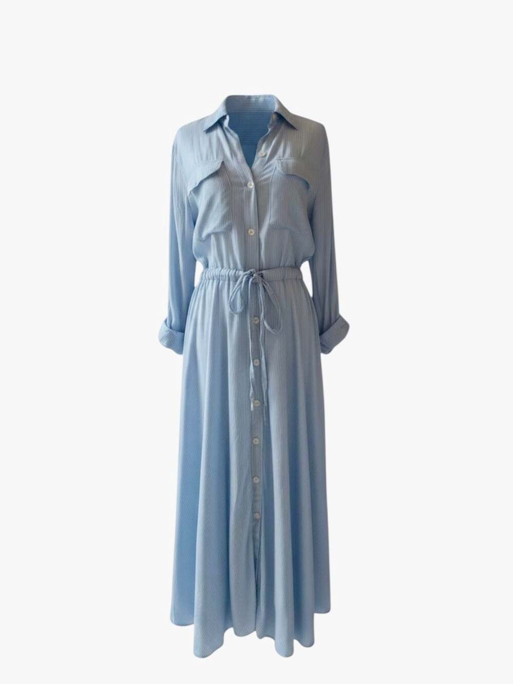 Equipment Women's Blue Striped Button Collar Long Sleeve Shirtdress Size 4